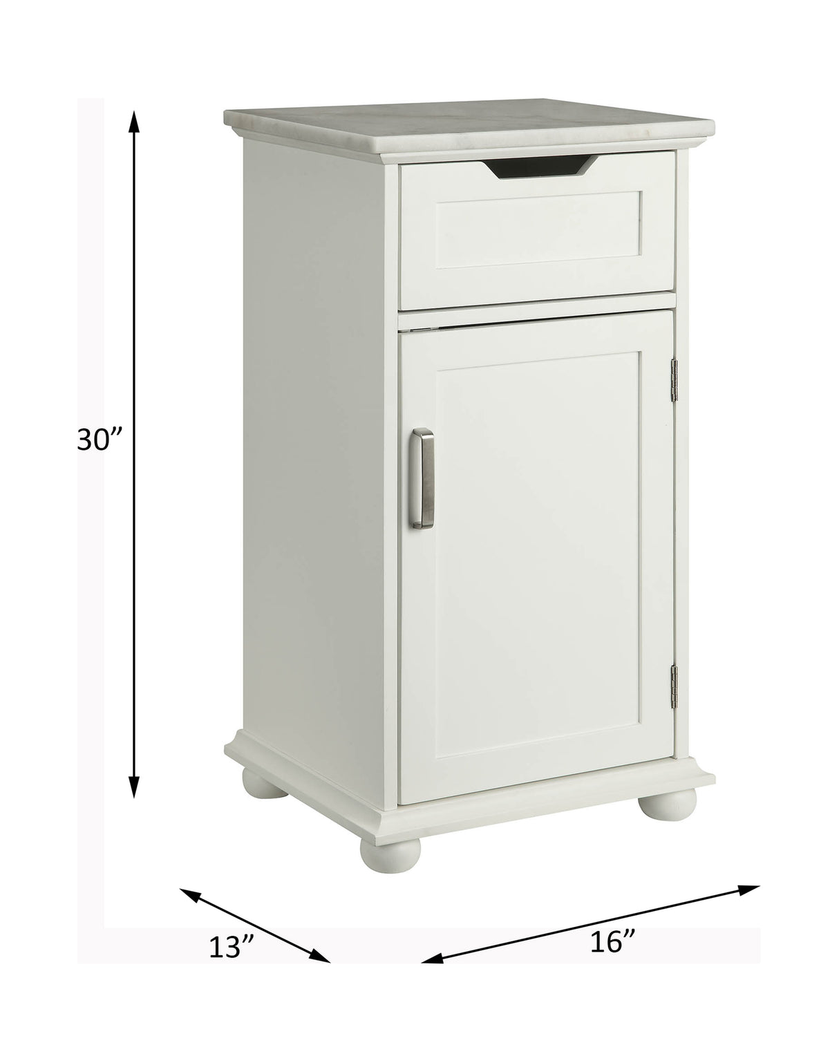 Shizo Marble Top & White Finish Cabinet