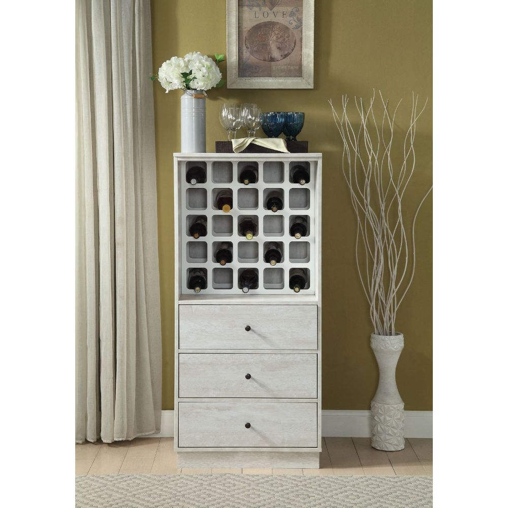 Wiesta Antique White Finish Wine Cabinet