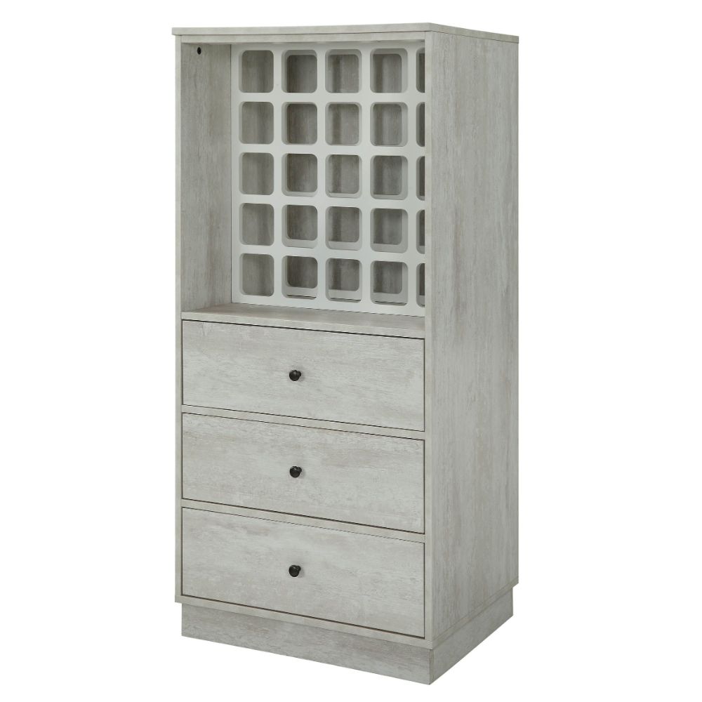 Wiesta Antique White Finish Wine Cabinet