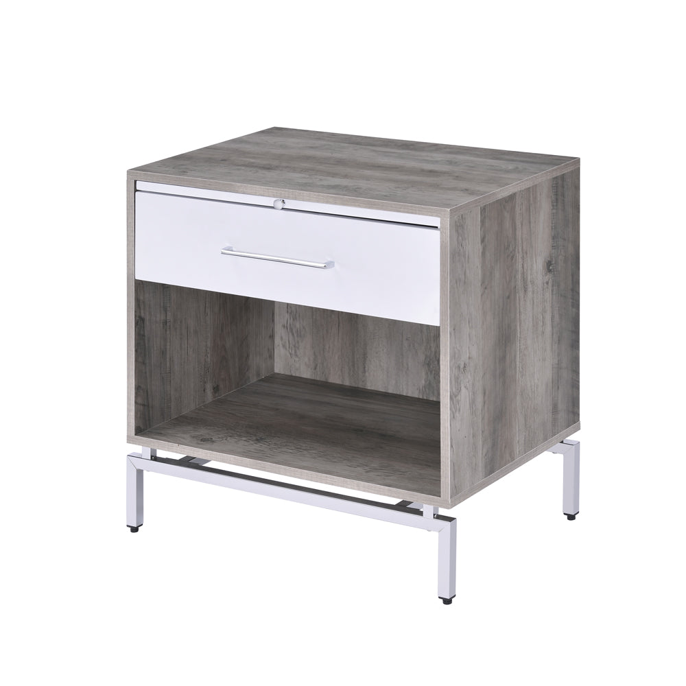 Cistus Weathered Gray Oak & White Finish Accent Table