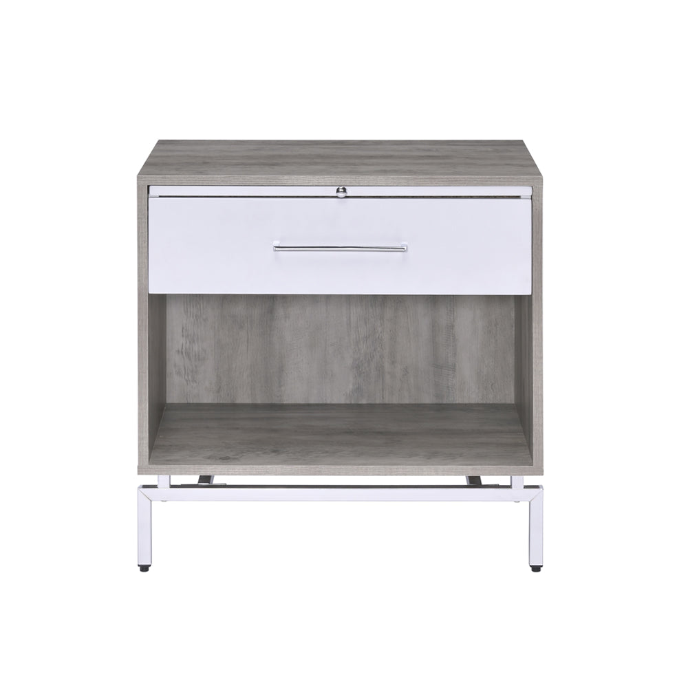 Cistus Weathered Gray Oak & White Finish Accent Table