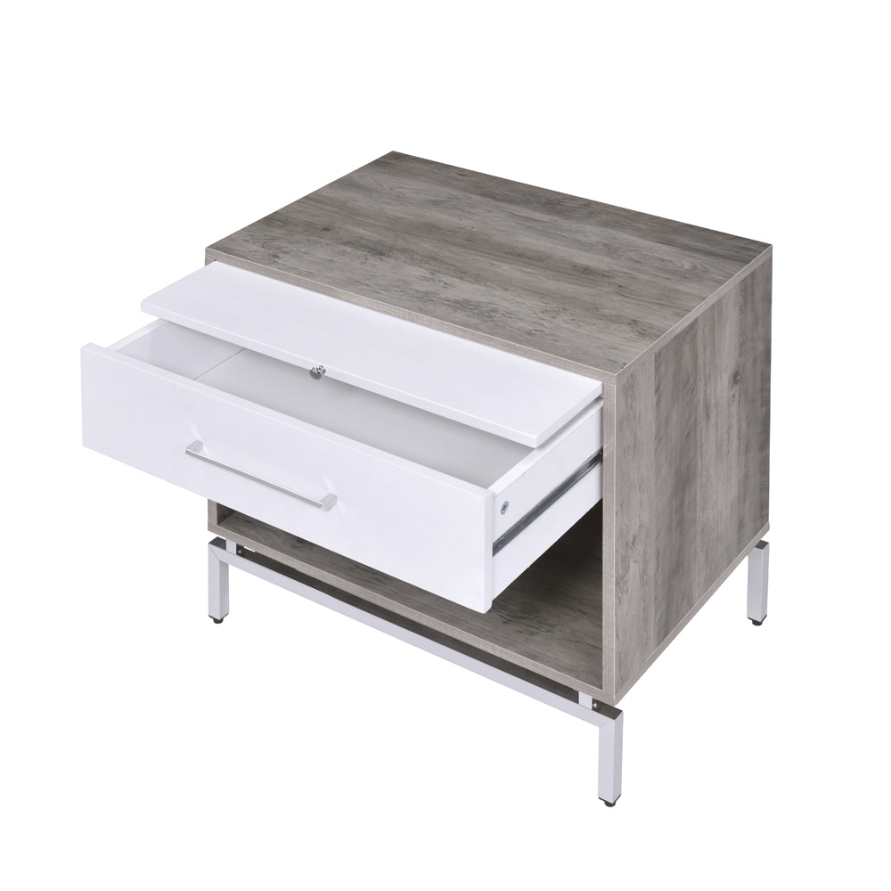 Cistus Weathered Gray Oak & White Finish Accent Table