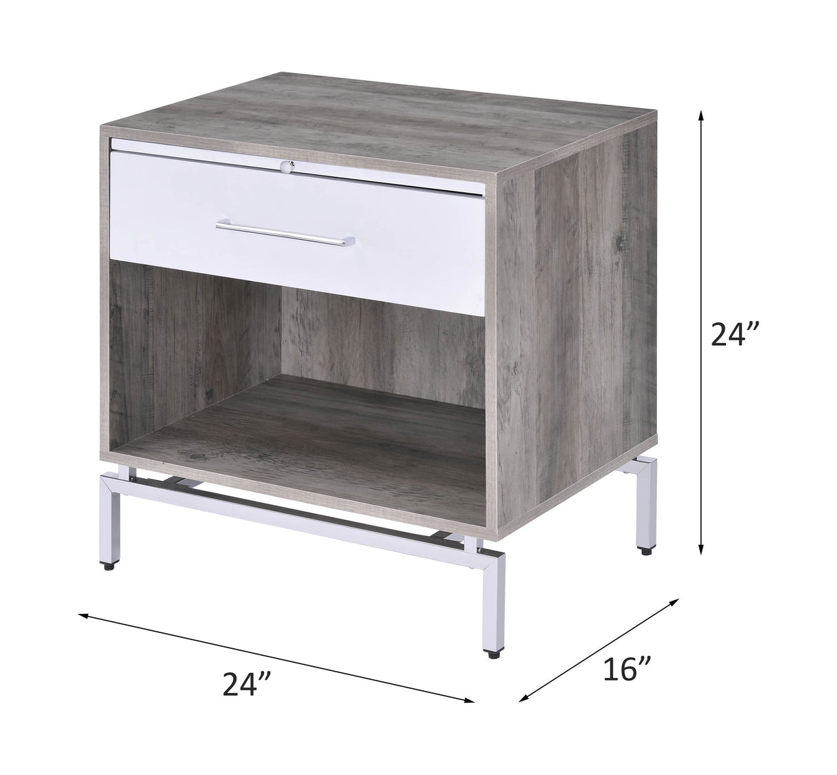 Cistus Weathered Gray Oak & White Finish Accent Table