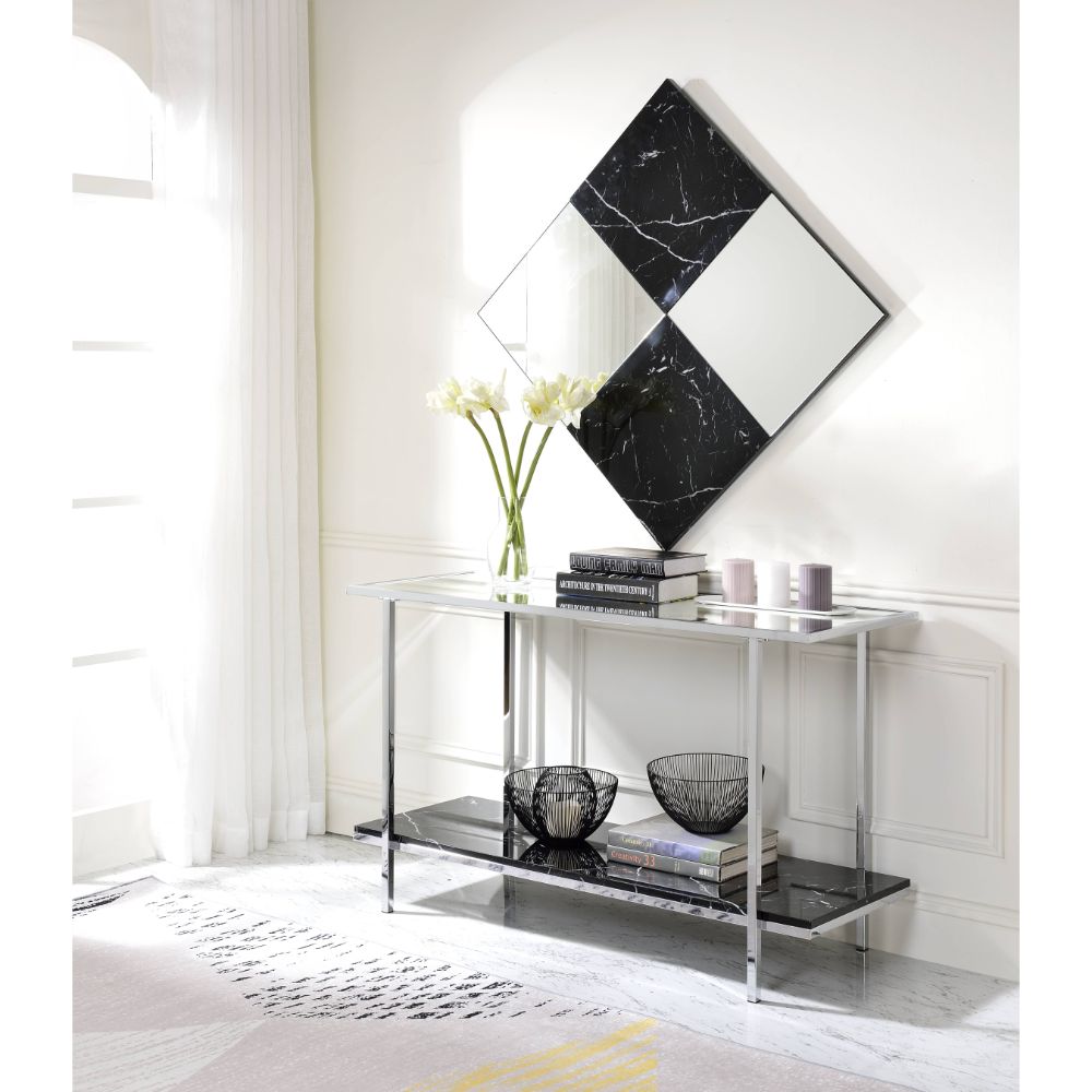 Angwin Mirrored & Faux Marble Top Wall Mirror