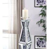 Noralie Mirrored, Faux Diamonds Candle Holder (Set-2)