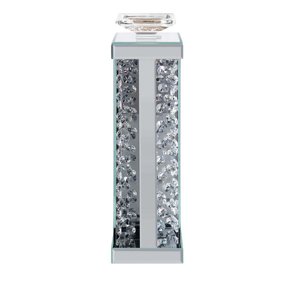 Nysa Mirrored & Faux Crystals Candle Holder (Set-2)