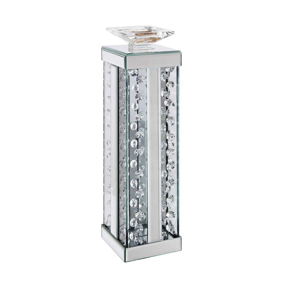 Nysa Mirrored & Faux Crystals Candle Holder (Set-2)