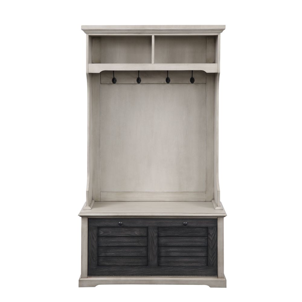 Shermie Antique White & Dark Gray Finish Hall Tree