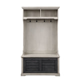 Shermie Antique White & Dark Gray Finish Hall Tree