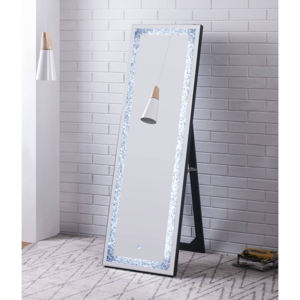 Noralie Mirrored & Faux Diamonds Floor Mirror