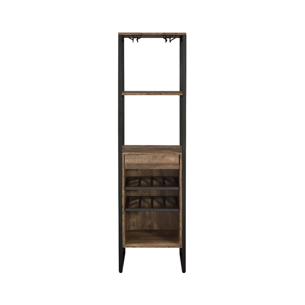 Narik Weathered Oak Finish Wine Cabinet