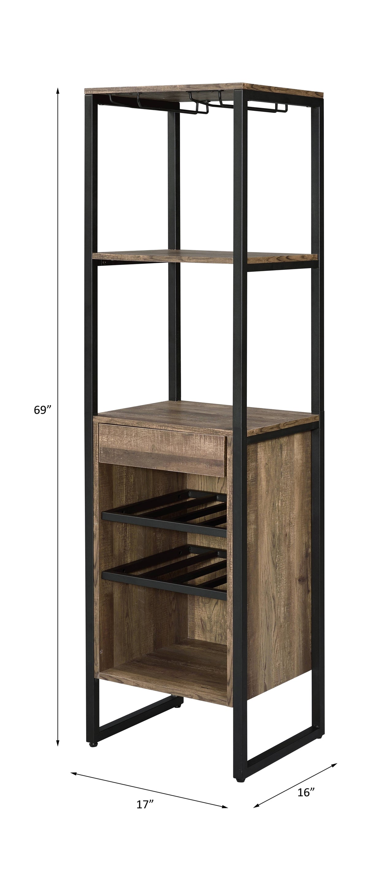 Narik Weathered Oak Finish Wine Cabinet