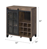 Treju Obscure Glass, Rustic Oak & Black Finish Wine Cabinet