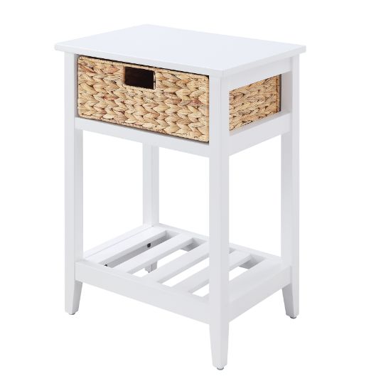 Chinu White & Natural Finish Accent Table