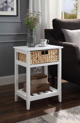 Chinu White & Natural Finish Accent Table