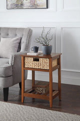 Chinu Walnut & Natural Finish Accent Table