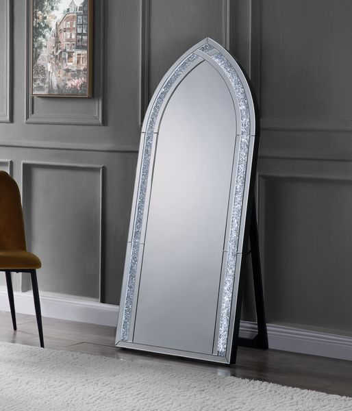 Noralie Mirrored & Faux Diamonds Floor Mirror