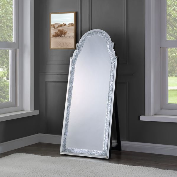 Noralie Mirrored & Faux Diamonds Floor Mirror