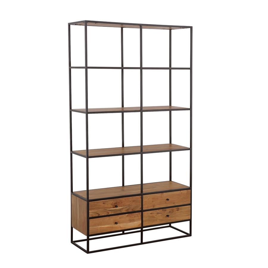 Belcroft 4-Drawer Etagere Natural Acacia And Black