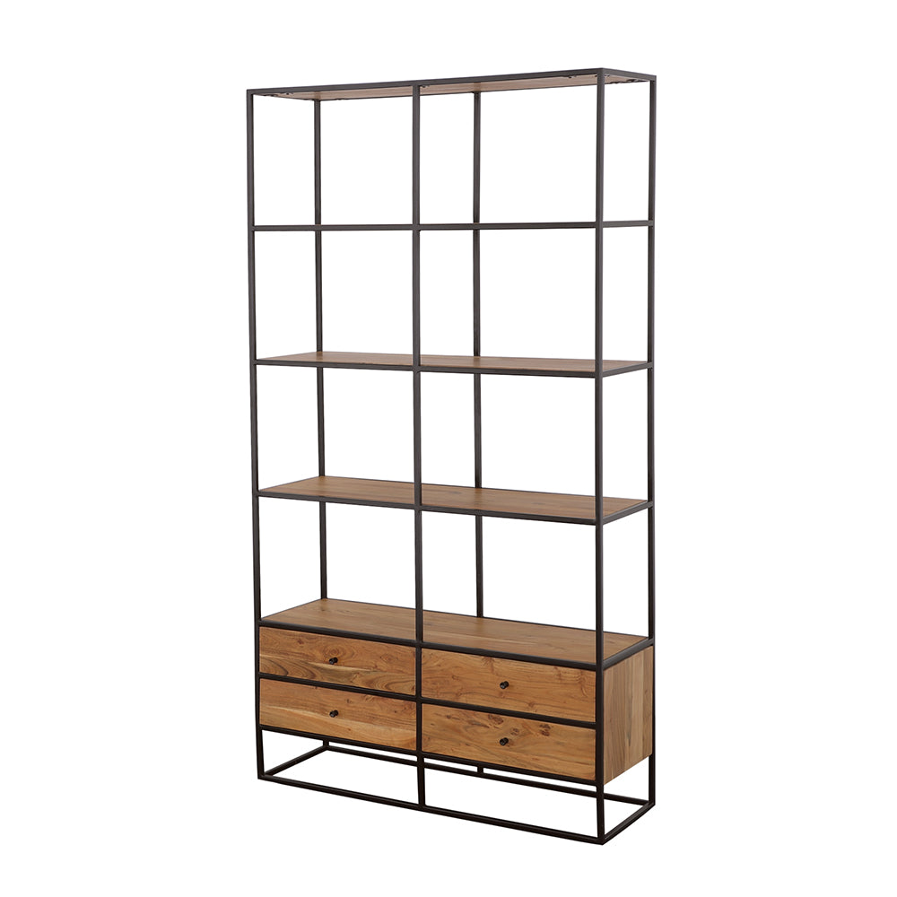 Belcroft 4-Drawer Etagere Natural Acacia And Black