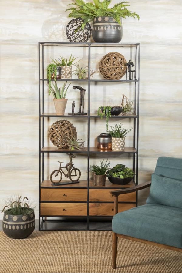 Belcroft 4-Drawer Etagere Natural Acacia And Black