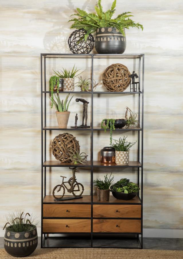 Belcroft 4-Drawer Etagere Natural Acacia And Black