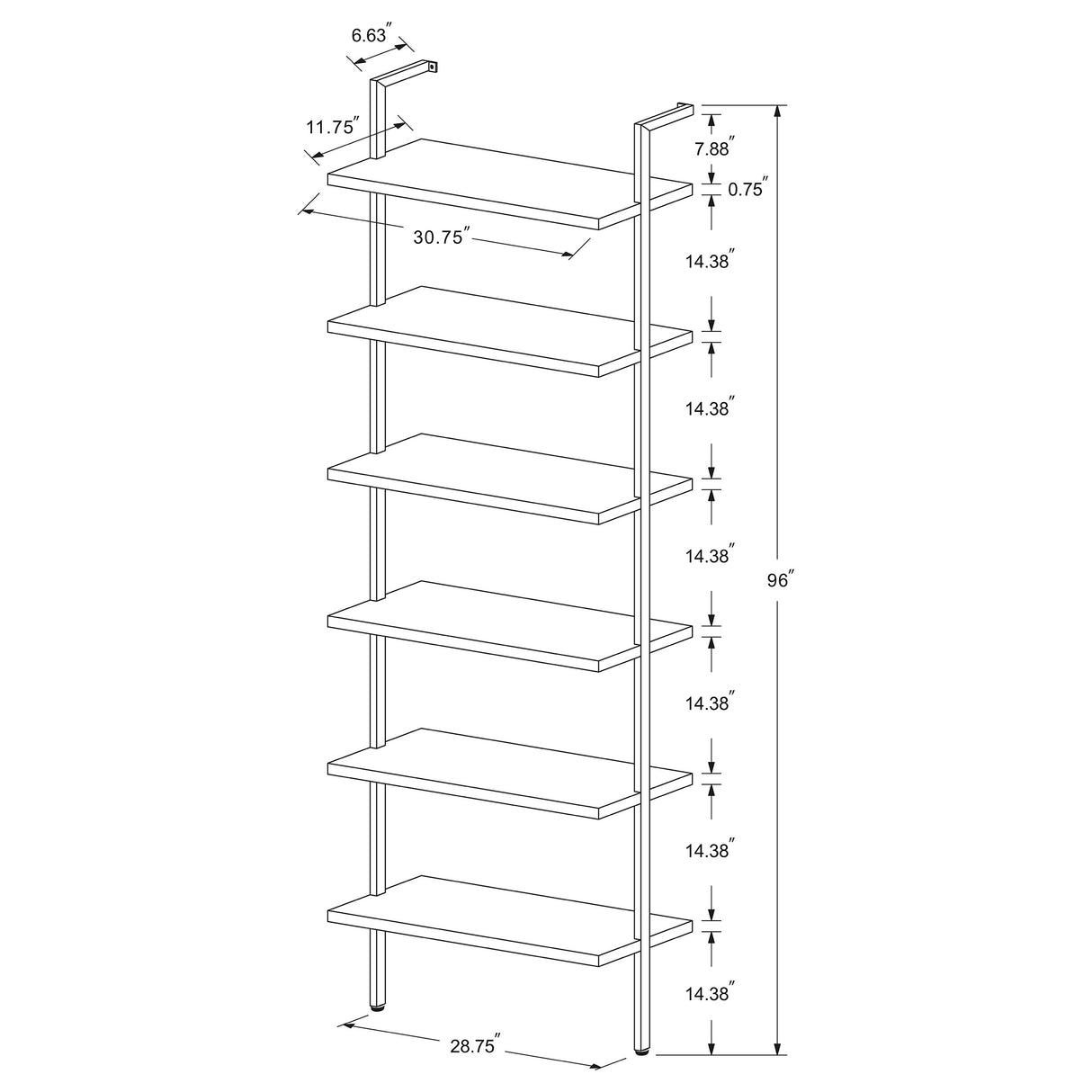 Owens 31-inch 6-shelf Wall Bookshelf Walnut