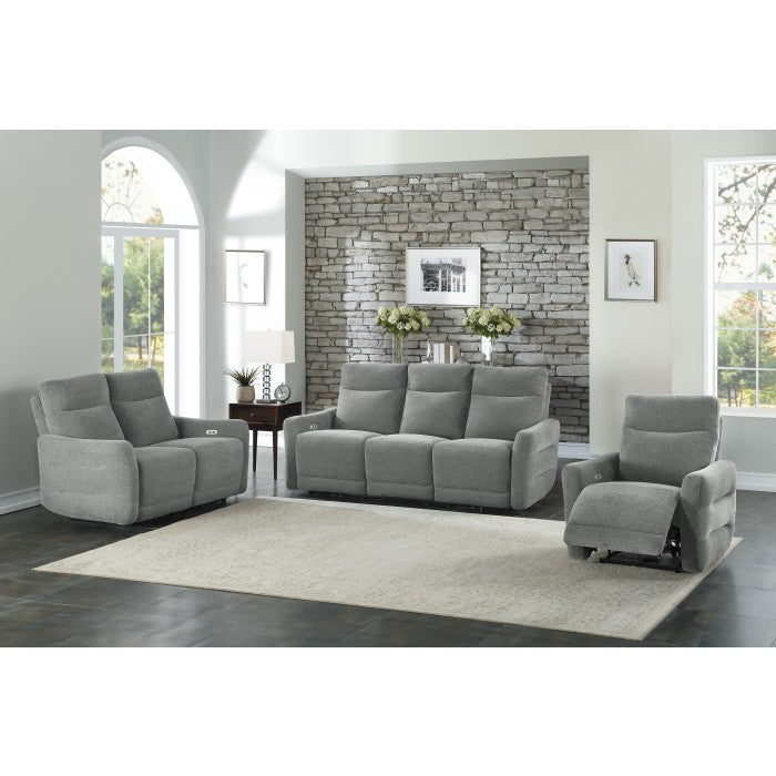 Edition Gray Power Double Lay Flat Reclining Love Seat With Headrests And Usb Ports