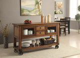 Kadri Distressed Chestnut Finish Kitchen Cart