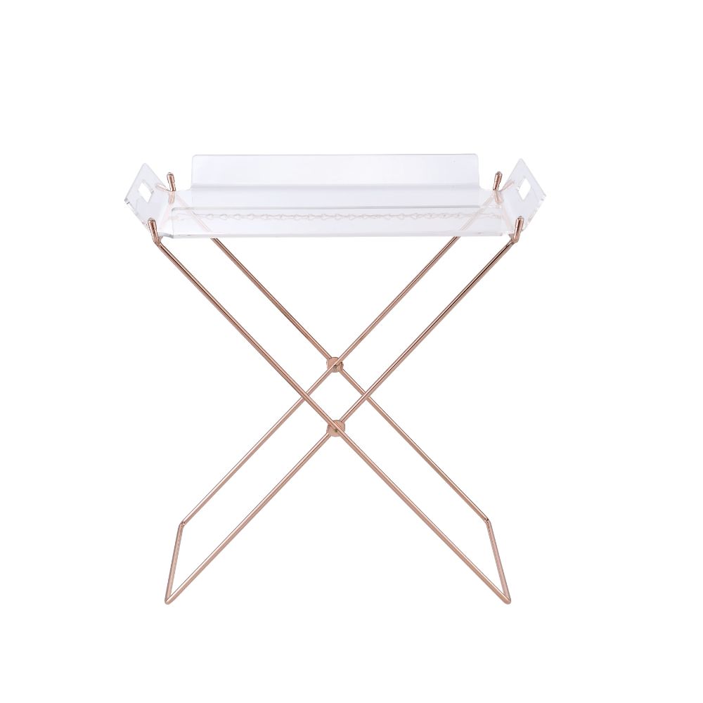 Cercie Clear Acrylic & Copper Finish Tray Table