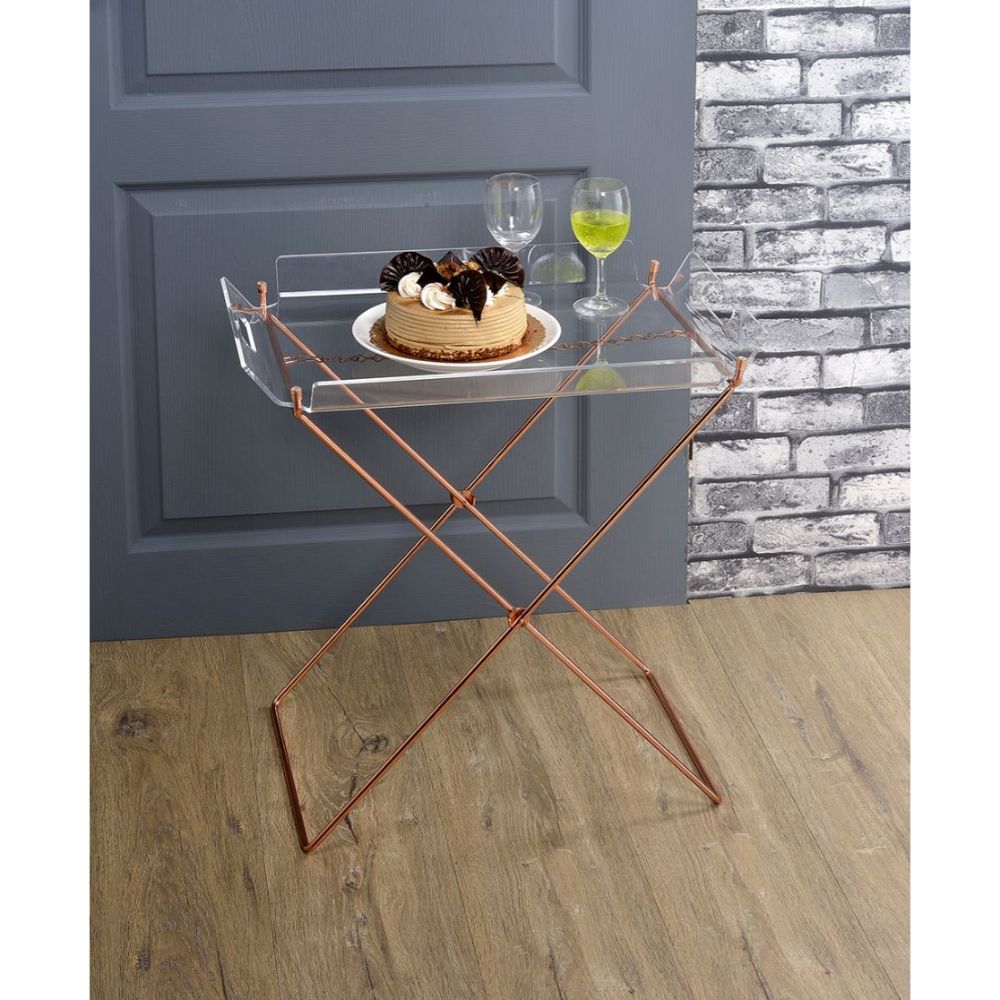 Cercie Clear Acrylic & Copper Finish Tray Table