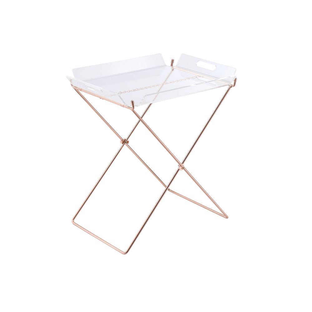 Cercie Clear Acrylic & Copper Finish Tray Table