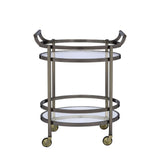 Lakelyn Clear Glass & Brushed Bronze Finish Serving Cart