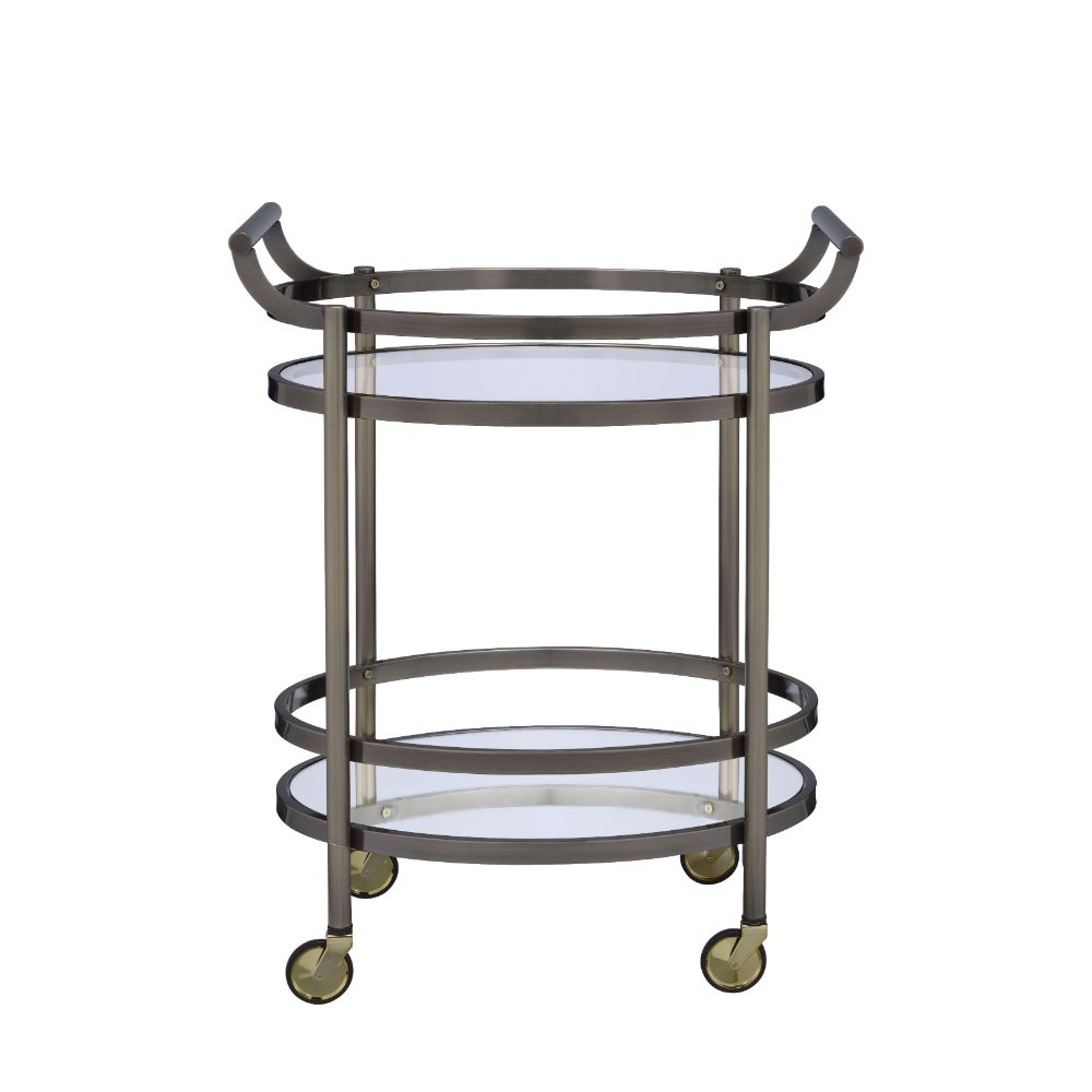 Lakelyn Clear Glass & Brushed Bronze Finish Serving Cart