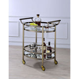 Lakelyn Clear Glass & Brushed Bronze Finish Serving Cart