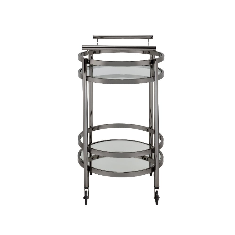 Lakelyn Clear Glass & Black Nickel Finish Serving Cart