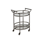 Lakelyn Clear Glass & Black Nickel Finish Serving Cart