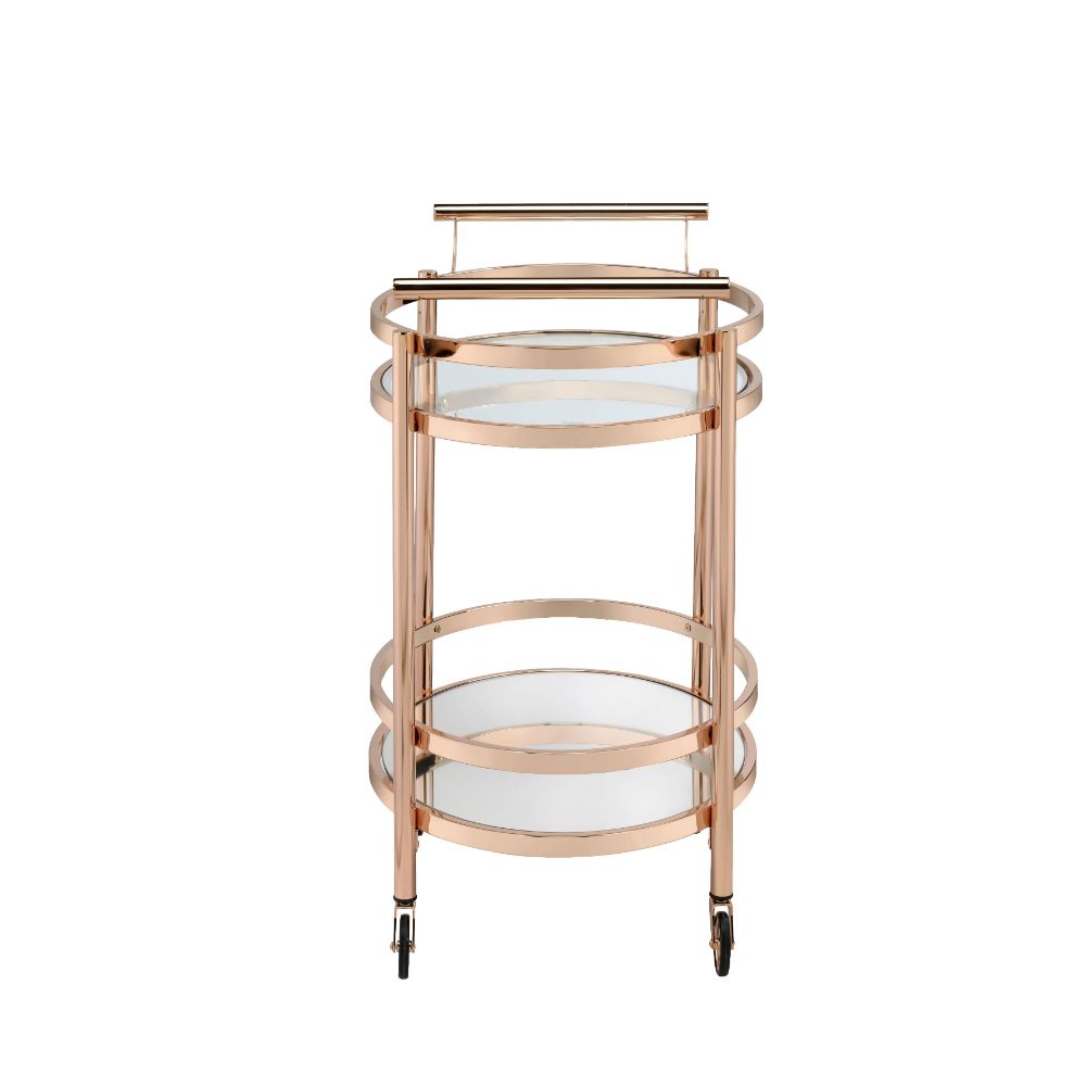 Lakelyn Clear Glass & Rose Gold Finish Serving Cart