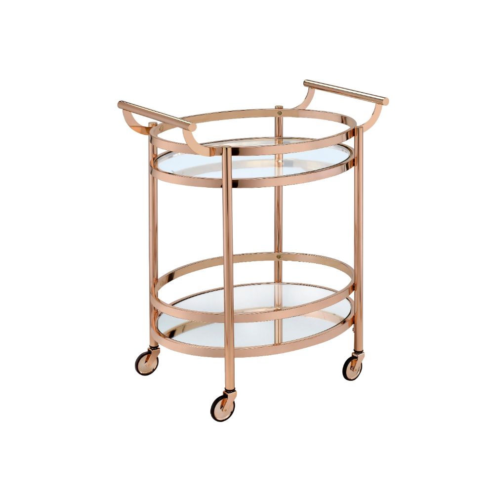 Lakelyn Clear Glass & Rose Gold Finish Serving Cart