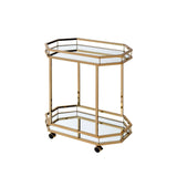 Lacole Mirrored & Champagne Finish Serving Cart