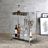 Splinter Clear Glass & Chrome Finish Serving Cart