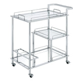 Splinter Clear Glass & Chrome Finish Serving Cart