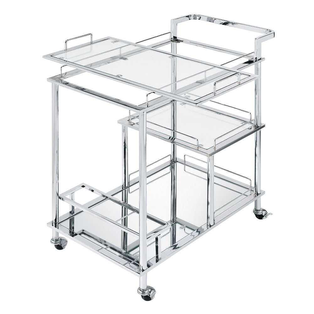 Splinter Clear Glass & Chrome Finish Serving Cart