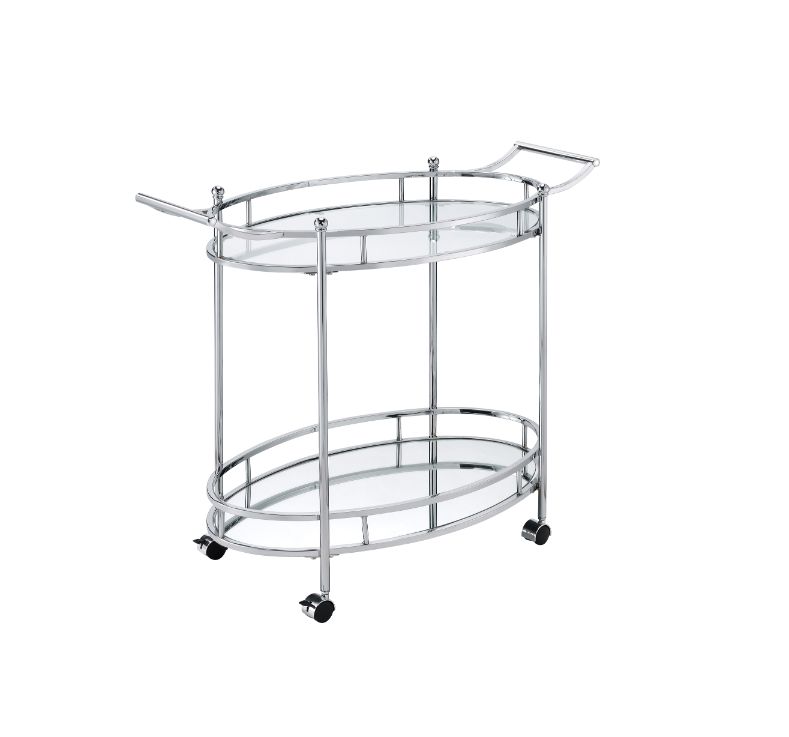 Jinx Clear Glass & Chrome Finish Serving Cart