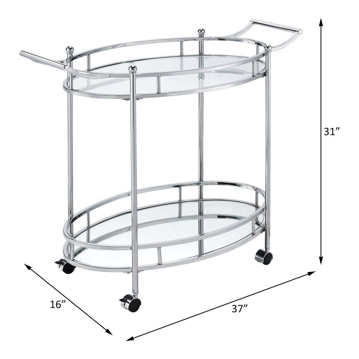 Jinx Clear Glass & Chrome Finish Serving Cart