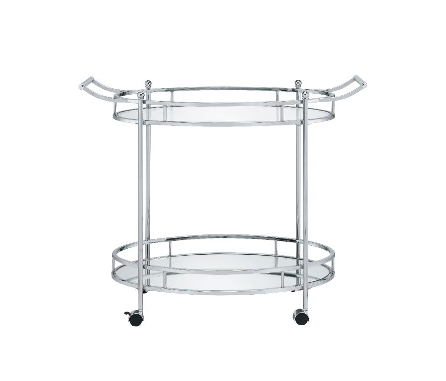 Jinx Clear Glass & Chrome Finish Serving Cart