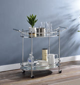 Jinx Clear Glass & Chrome Finish Serving Cart