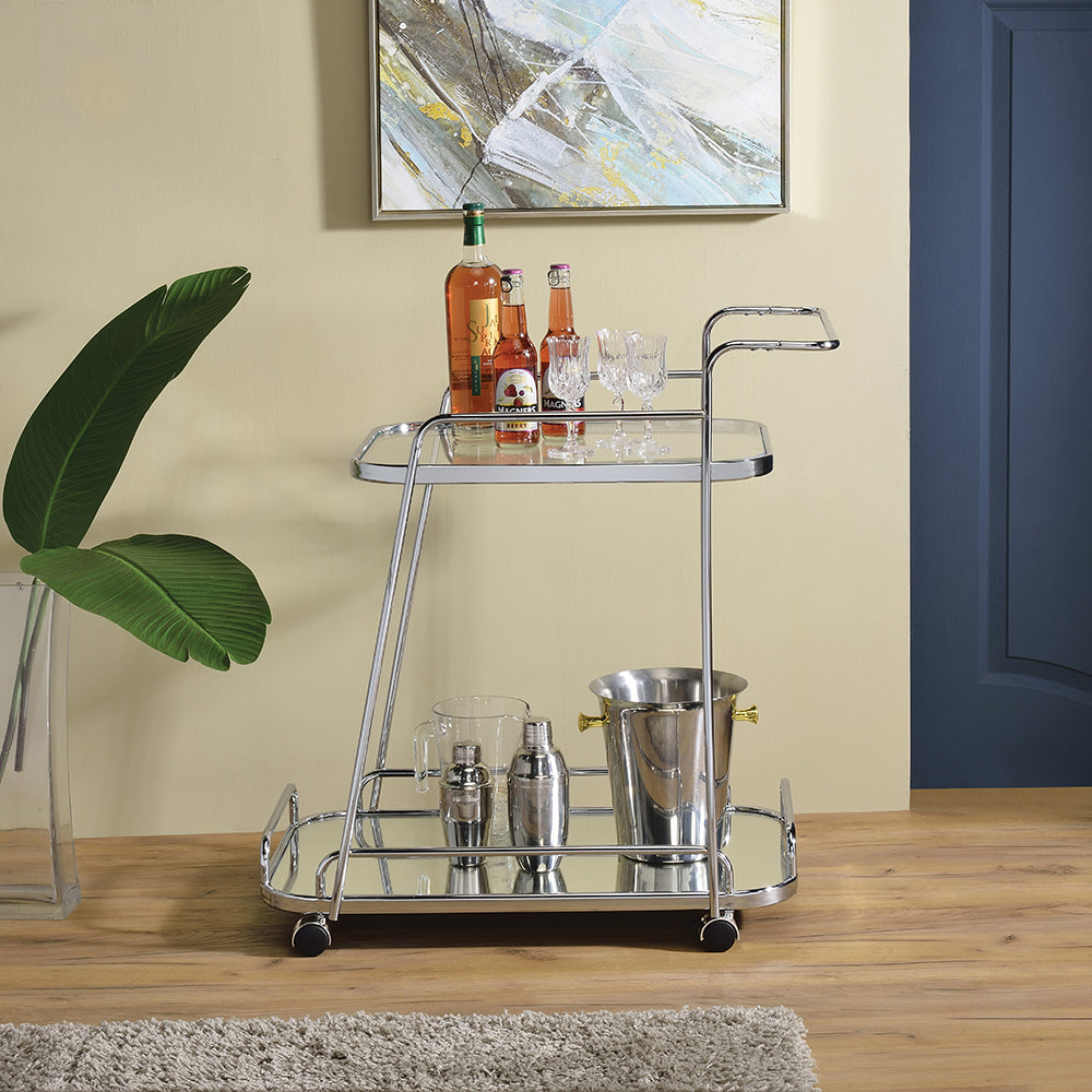 Aegis Clear Glass & Chrome Finish Serving Cart