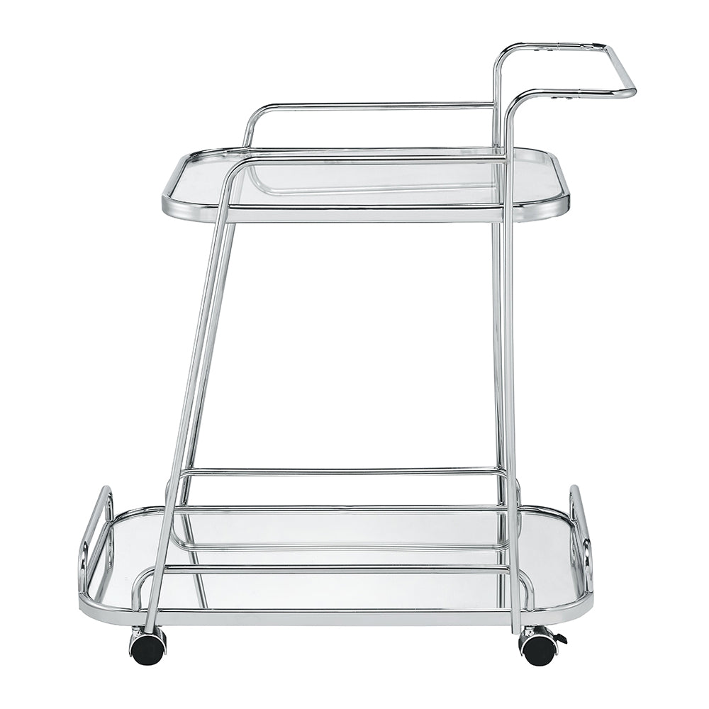 Aegis Clear Glass & Chrome Finish Serving Cart