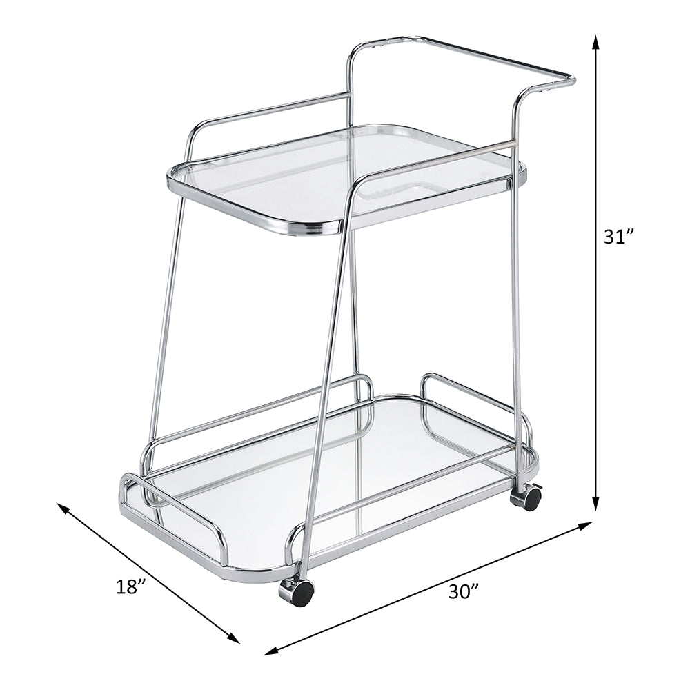 Aegis Clear Glass & Chrome Finish Serving Cart